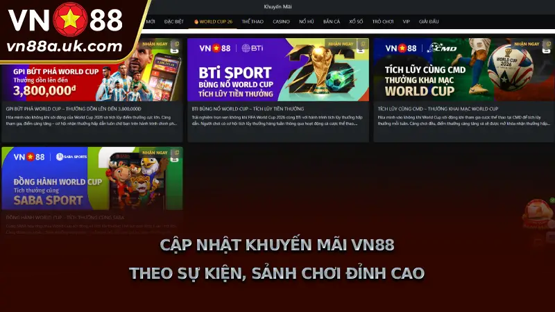 Cập Nhật Khuyến Mãi VN88 Theo Sự Kiện, Sảnh Chơi Đỉnh Cao