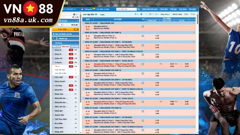 Giao Diện Sảnh Cược CMD Esports VN88