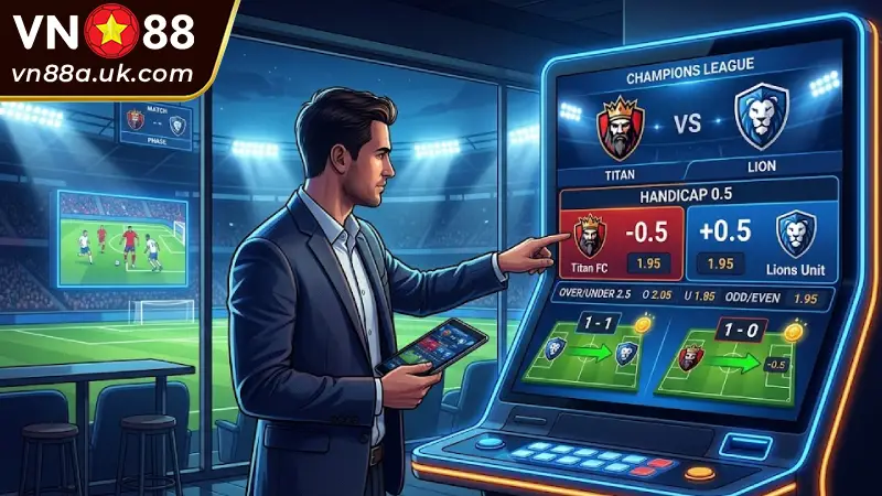 Cược chấp 0.5 là gì? Cẩm nang soi kèo từ A-Z cùng VN88 Cược chấp 0.5 là gì? Hiểu đúng bản chất để hốt bạc