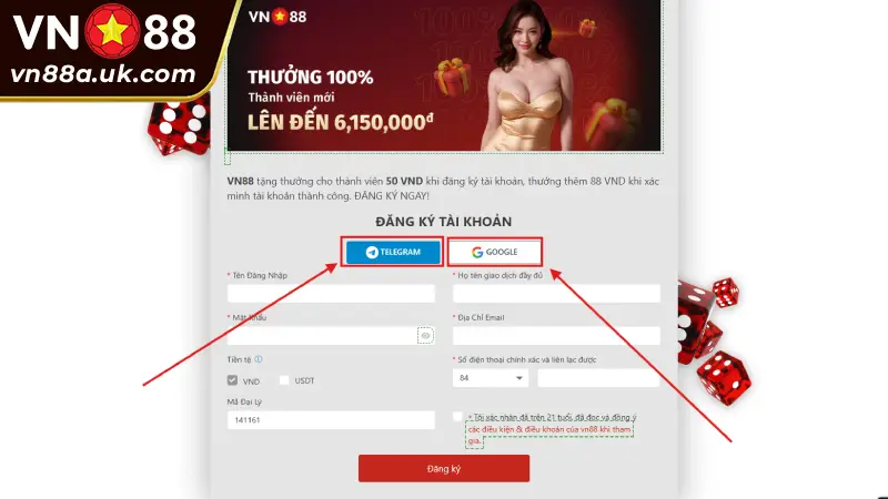 Đăng Ký VN88 Siêu Tốc 1 Chạm Qua Telegram & Google