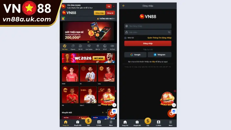 Giao diện VN88 bản cập nhật ver 2.0 mới nhất 2026